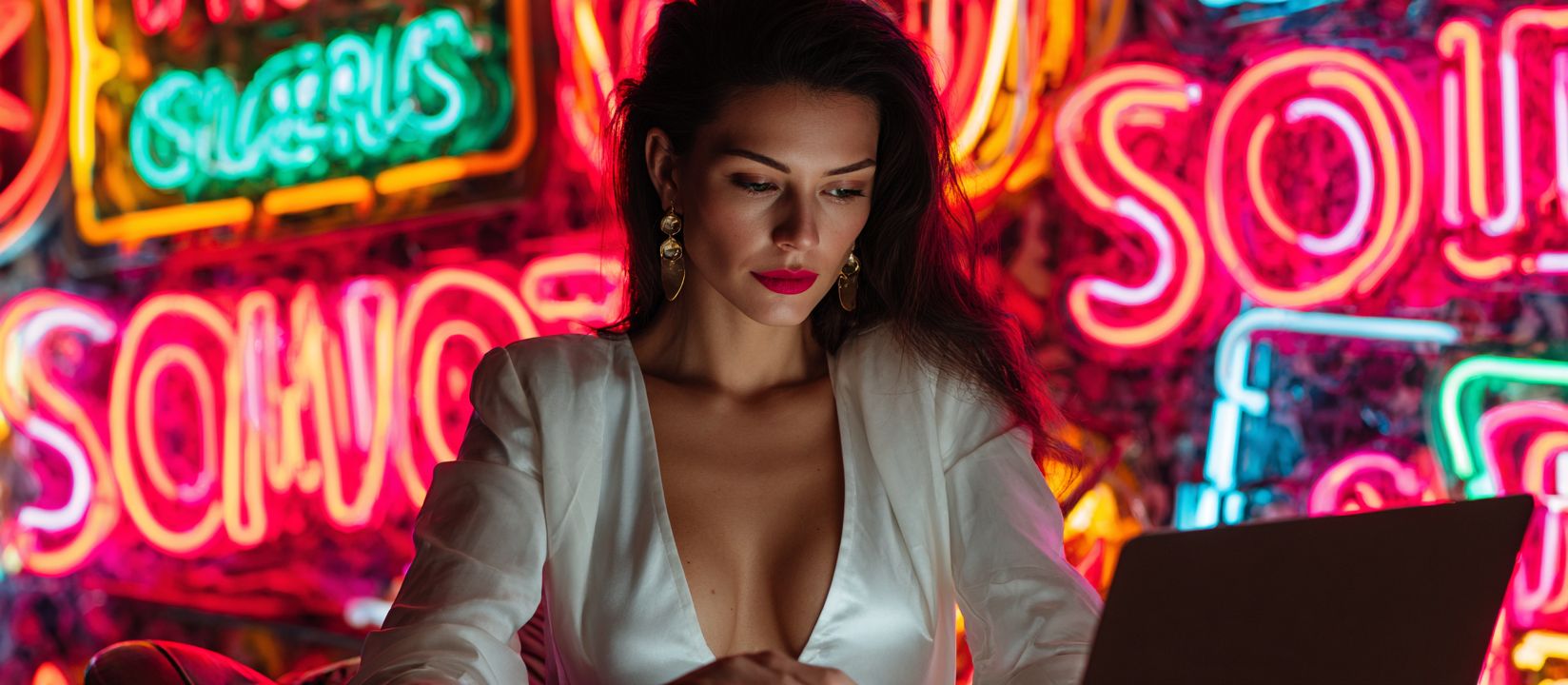Elegant woman playing online games at SkyPH casino