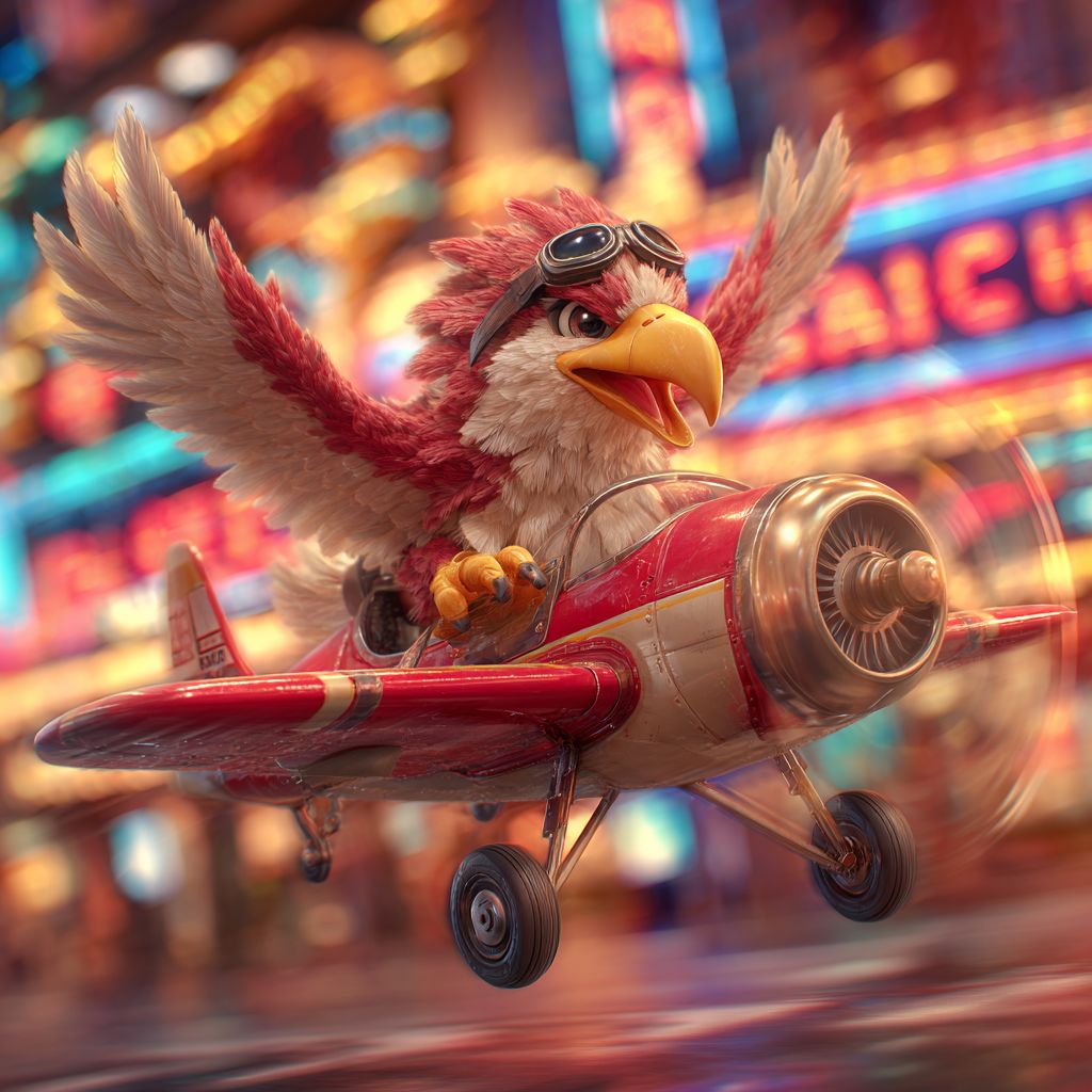 SkyPH mascot eagle in an Aviator game style aircraft
