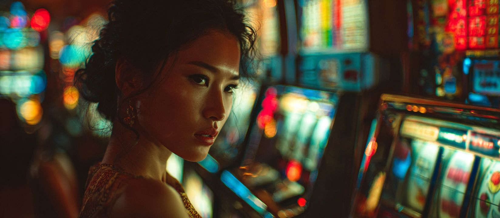 Woman playing slot machines in SkyPH casino